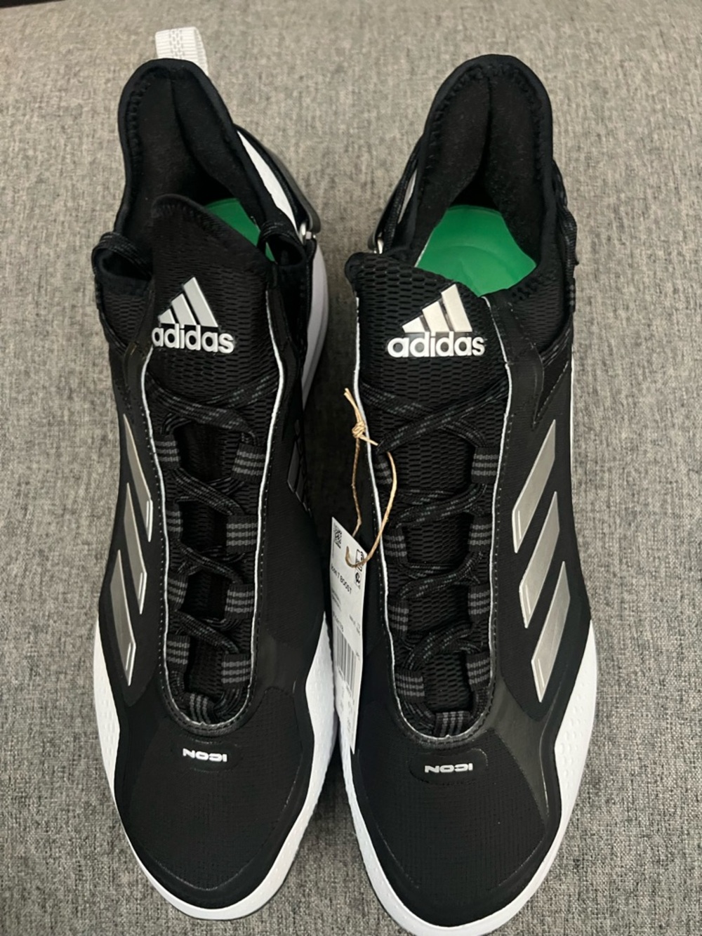 Adidas Icon 7 Boost Baseball Metal Cleats Black White FY4178 Mens Size 12.5 NEW